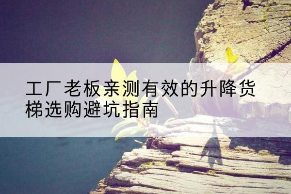 南华升降货梯怎么选-工厂老板亲测有效的升降货梯选购避坑指南